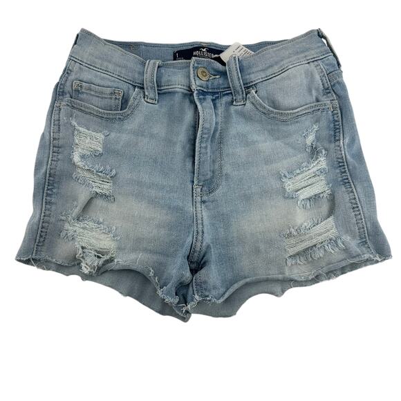 Hollister Soft Stretch High Rise Short 3" Size 1/25 Distressed Light Blue Beachy - Picture 1 of 5